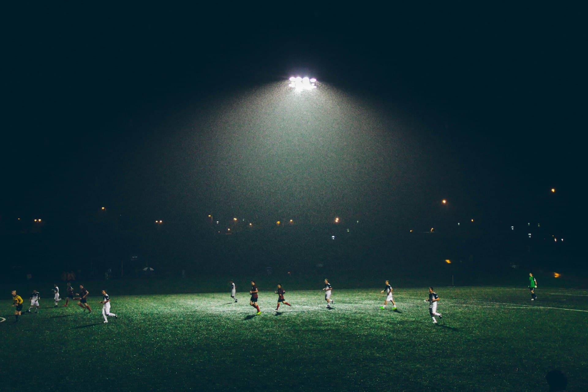 Football field under lights